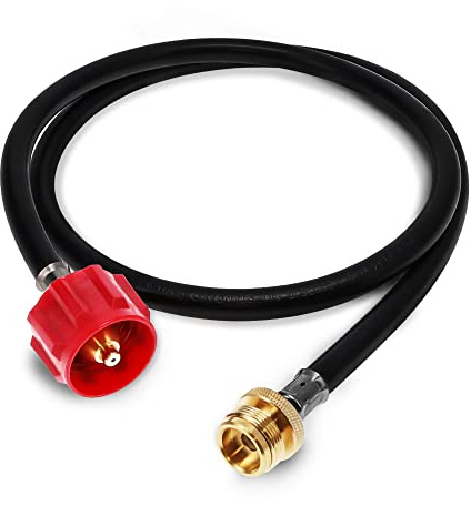 Gas One 4 ft Propane Hose 1lb to 20lb Adapter Hose - 16.4 oz to 20 lb Propane Tank QCC1/ Type 1 - Allows 5+lb Propane Tanks, Black