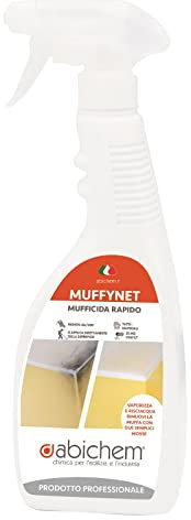 ABICHEM MUFFYNET Mufficida Rapido 750 ml – Rimuove Muffa e Funghi da Pareti Interne ed Esterne – Cloroattivo, Pronto all’Uso – Alta Bagnabilità su Tufo, Cemento, Pietra