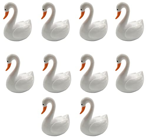 Dirfuny Cisne | Colección Moderna Figuras Cisne | 10 Piezas Adorno Estatua Animal Ornamentos Accesorios Suministros jardín Resina para la Oficina decoración del hogar