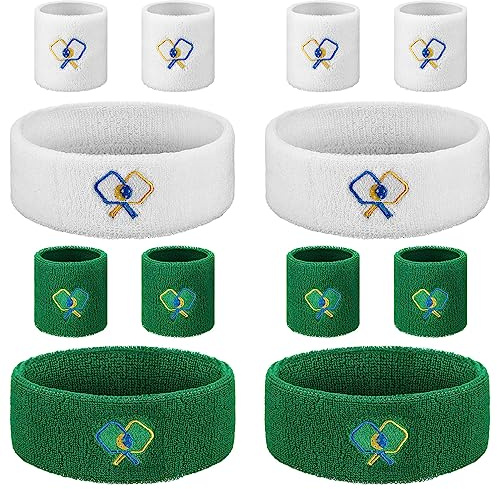 Suhine 4 Pcs Sports Headband 8 Pcs Moisture Wicking Wristband Breathable Sweat Absorption Sweatband for Christmas Valentine Gift