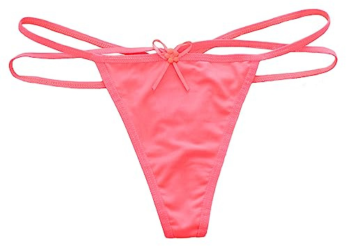 HTRUIYATY Perizoma Slip Donna Thong Doppia Fascia Elastico Sexy Vita Bassa Elasticizzato Liscio String Tanga Rosso Chiaro
