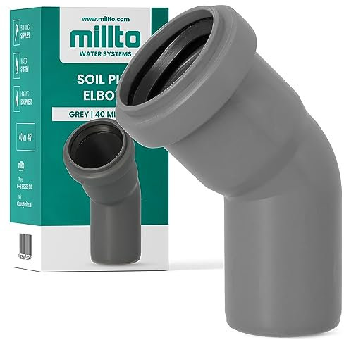 Millto™ Kunststoff Bogen 40x40 mm 45º Rohrbogen Abwasser Installation PP-Bogen Abwassersysteme Abflussrohr Anschluss Kanalisationsrohr Sanitärverbinder Armaturen für Entwässerungssysteme