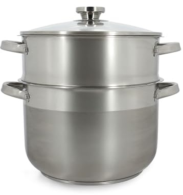 STAINLESS STEEL COUSCOUSCOUSSIER WITH GLASS LID