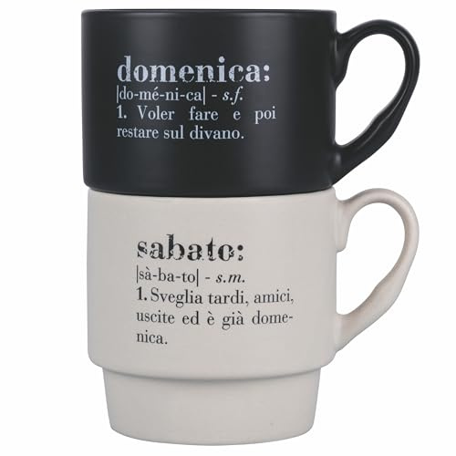 Villa d'Este Home Tivoli Set 2 tazze mug impilabili 340 ml in porcellana, Victionary