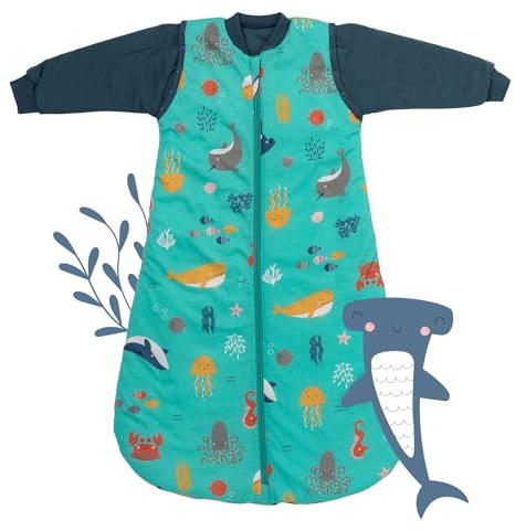 schlummersack Slumbersac Sacco nanna 2.5 Tog per tutto l'anno 130 cm Animali marini | Sacco nanna estivo 3-6 anni cotone | Sacco a pelo bambini