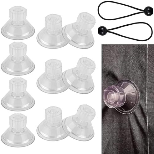 10PCS Limpets for Caravan Awning, Limpets for Awning Suction Cup, Awning Suction Clamps with 2pcs Bungee Cords with Balls, High Grip Suction Cups for Campervan Canopy Motorhome