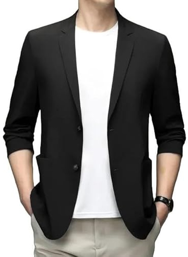 ABARTY Blazer para Hombre Chaqueta De Traje De Ajuste Regular Tela De Seda De Hielo Chaqueta Ligera De Verano Abrigo Deportivo Informal De Negocios Chaquetas De Traje De Dos Botones Traje De Vestir
