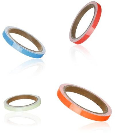 HJIAMA 4 Stück Fluoreszierendes Klebeband, 1 x 300 cm Duct Tape, Reflektorband, Langlebiges Fluoreszierendes Licht, für Wandwarnungs Basteldekoration