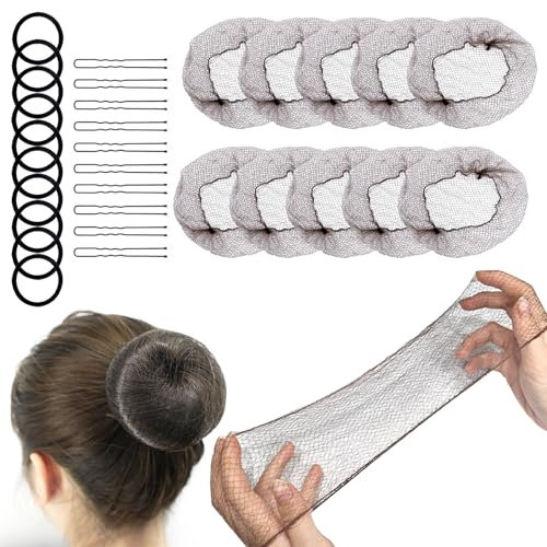 30 Retina per Capelli Chignon, 10 Elastici e 10 Fermagli a Forma di U, per Fissare Parrucche e Acconciature