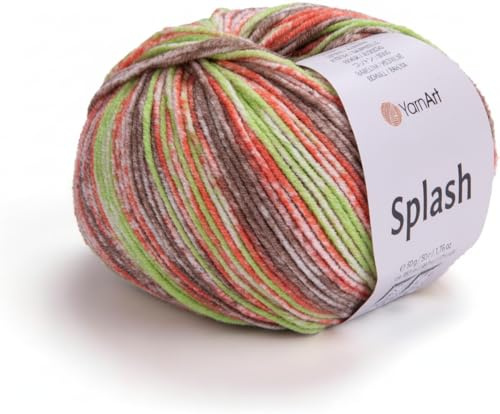 YarnArt Jeans Splash - Variegerat sportgarn 55% bomull 45% akryl 1 hud/boll 50 g 174 yds mjukt bomullsgarn för Amigurumi
