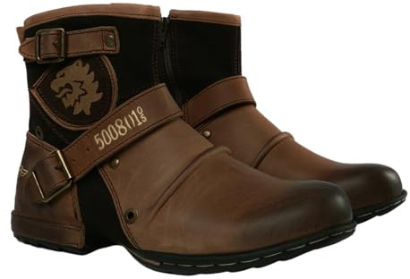 ForceRoute Botas De Moto para Hombre,Botas Moto De Cuero Hombre,Botas Moto Adventure,Botas Moto Touring para Hombre,Cuero,Impermeables,con Cremallera Lateral,para Botas De Aventura Y Turismo