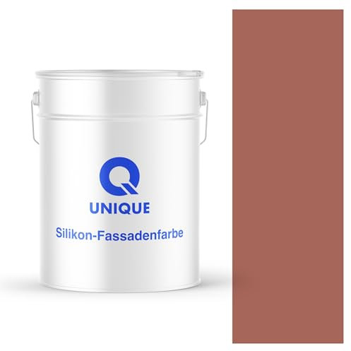Q UNIQUE Fassadenfarbe Ziegelrot 10L – Silikonharz-Außenfarbe, Wetterfest, Selbstreinigend, Hohe Deckkraft, UV-Beständig, Für WDVS, Beton & Mineralische Untergründe