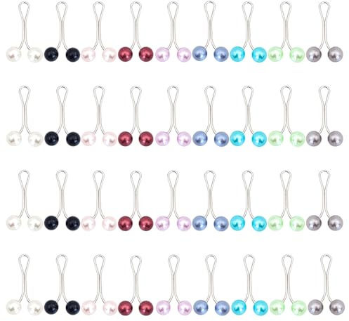 TRKETK 36 broches para hijab con perlas en forma de U, clip de gota con perlas sintéticas de colores, chal hijab perlas para mujeres, señoras, bufanda, accesorios de ropa