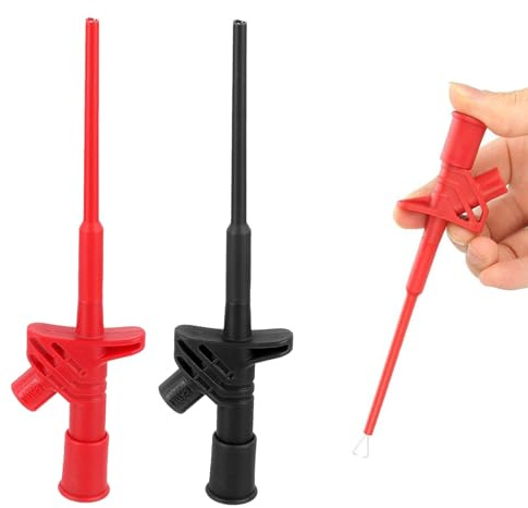 2 PCS Multimeter Kabel Prüfsonde,Isolierte 10A Krokodilklemme Prüfsonde mit 4mm Bananenbuchse,Abnehmbare Sonde multimeter messspitzen Schwarz für elektrische Tests 1000V/10A Rot Schwarz