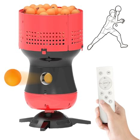 Robot Entraîneur de Tennis de Table avec Réservoir de 90 Balles - Vitesse/Fréquence de Service Réglable, Machine de Lancer de Balles de Ping-Pong pour Salles de Sport Écoles Centres d'Entraînement