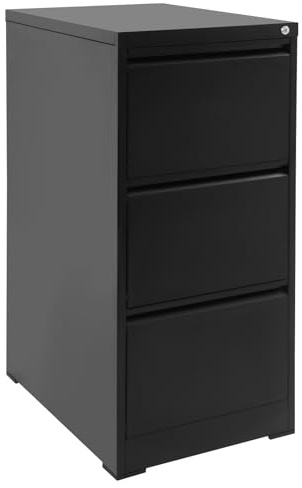 Archivador con cerradura con 3 cajones, armario de metal con barras colgantes ajustables, armario vertical para oficina y oficina en casa, negro, 46 x 62 x 103,1 cm