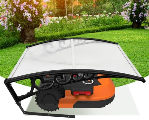 Jaxguom robotgräsklippare garage, garage för robotgräsklippare, vind och väder gräsklippare garage, skydda robotgräsklipparen från UV-strålning, robotgräsklipparskydd, 106 x 87 x 50 cm, vit