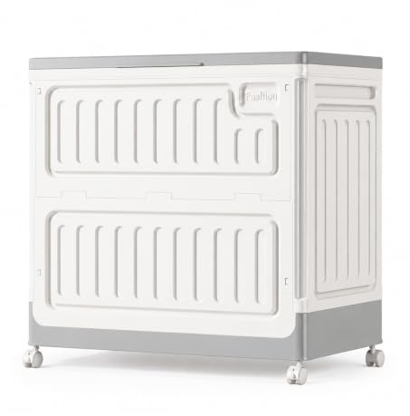 Minifactory Storage Box with Wheels and Lids Stackable Large Organizer Bin Rolling Dustproof Container for Clothes Bedding Toys Books and Snacks Space-Saving Storage Solution (Gray)