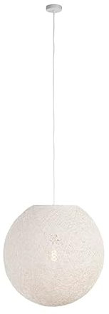 QAZQA - Landhaus I Vintage Pendelleuchte I Esstisch I Esszimmer I Pendellampe I Hängelampe I Pendellampe I Pendelleuchte I Lampe I Leuchte im Landhausstil weiße Kugel 60cm - Corda I Wohnzimmer I Schla