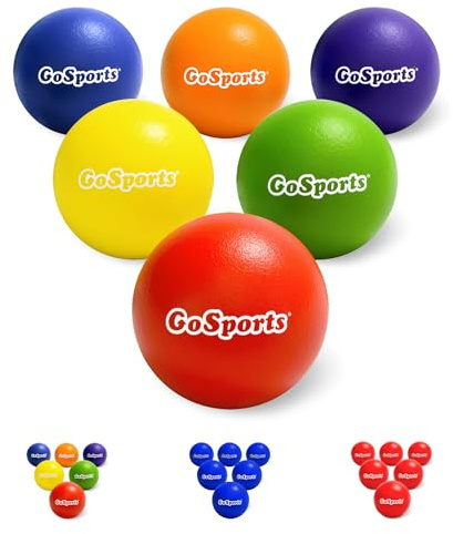 GoSports Soft Skin Foam Playground Dodgeballs - 6 Pack Set for Kids - Includes Mesh Carry Bag