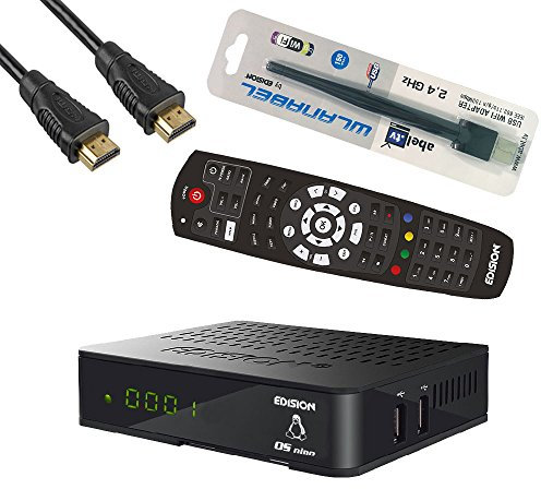Edision OS NINO+ Full HD Satelliten Linux E2 Receiver schwarz inkl. Wlanabel und HDMI Kabel