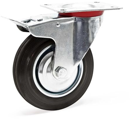 Wiltec Ruota piroettante doppio stop max 130kg 160mm con freno e piastra di montaggio per carrelli, mobili