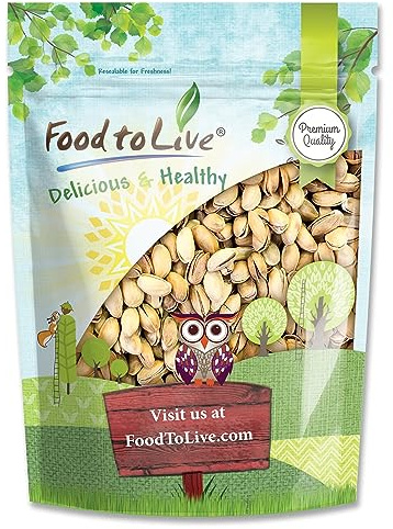 Food to Live Pistachios, Roasted and Salted, 8 Ounces — California Dry Roasted Pistachios with Sea Salt, In Shell, Kosher, Vegan Superfood, Bulk