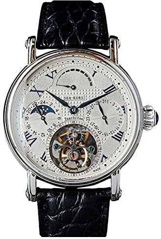 SE8007SW Seakors Tourbillon Seagull ST8007 Uhrwerk Saphirglas Herren Mechanische Uhr 1963, Armband