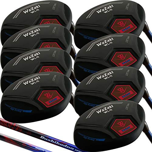 wazaki Japan 4-SW USGA R A Rules Hybrid Eisen Golfschläger-Set, WLIIS Modell, komplett schwarzes Öl-Finish, Herren Regular Flex, 55 g Pro Graphitschaft, Standardlänge, mit Abdeckung, 16 Stück