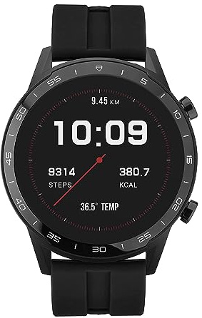 Sekonda Active Mens 45mm Smart Watch with Heart Rate and Sleep Monitor, Sport Activity, Music, Weather & Message Functions, with Black Rubber Strap, 1909