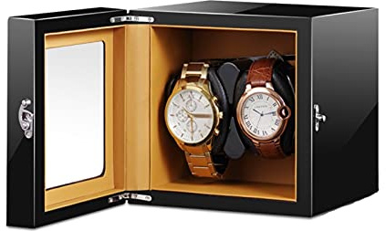 LHHL Vitrina Caja Giratoria para Relojes Caja Relojes Automaticos con Motor Silencioso Y 4 Modos Vitrina De Movimiento para 2 Relojes Caja De Almacenamiento De Balancín