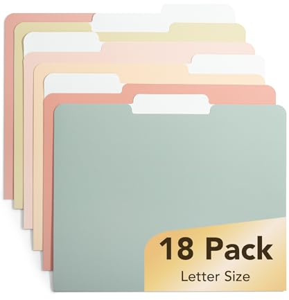 Mr. Pen - Lot de 18 dossiers, couleurs vintage, onglet 1/3 coupe, format lettre, dossiers colorés, fournitures de bureau avec onglets