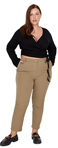 Trendyol Woman Carrot Plus Size Pants Pantalones, Verde, 70 Grande para Mujer
