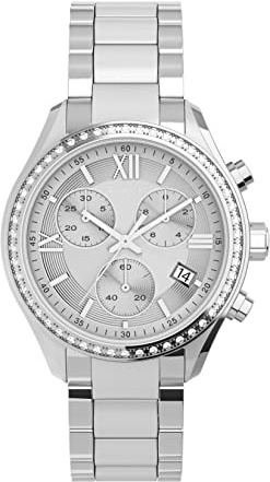 Timex Classic 38mm Silberfarbenes Chronographen-Armband für Damen mit Kristallarmband TW2V57600