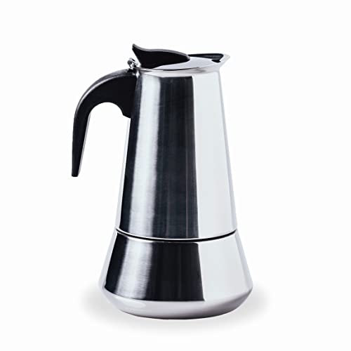 LACOR - 62031 - Cafetera Italiana Milan, Cafetera Express, Acero Inoxidable 18/10, Apta para Todo Tipo de Fuegos Incluido Inducción, Apta para Lavavajillas, Capacidad 10 Tazas, Acabado Brillo