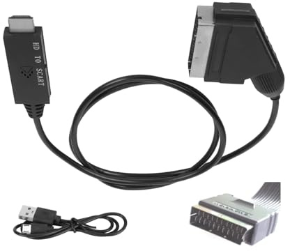 HDMI Till Scart-kabel, HDMI Till Scart-omvandlaradapter Kabelstöd PAL NTSC-ljudadapter, för TV VHS VCR DVD