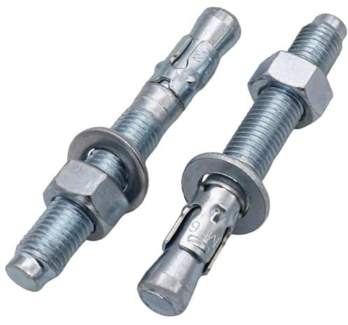 SKIR'CO (6 piezas) Anclajes de cuña chapados en zinc M16 x 120 mm, tacos de metal, pernos de anclaje, anclajes de mampostería, anclaje de hormigón