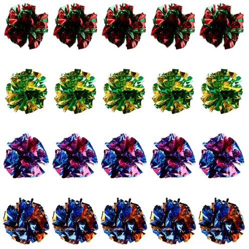 Luckious 20 PCS Multicolor Cat Crinkle Flower Ball Toy Interactive Noisemaking Ball for Cats Engaging and Fun Toy for Playtime and Interaction