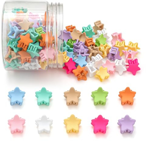Mini Star Hair Clips, Baby Hair Clips Mini Claw Clips Cute Jaw Clips Hair Pins Hair Barrettes Toddler Hair Accessories for Women Girls Kids Teens 100Pcs Colorful