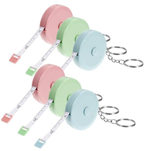 JIYIN Lot de 6 rubans à mesurer pour le corps, 200,9 cm / 2 m, ruban à mesurer doux pour le corps, rubans à mesurer rétractables en tissu avec porte-clés