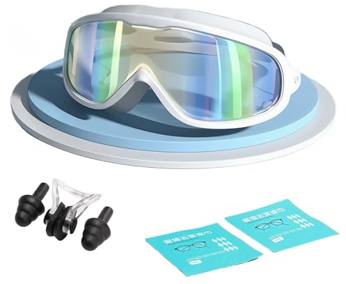HSTWODE 1 masque de natation anti-buée avec correction visuelle de -1,5 à -8,0, lunettes de natation anti-buée et protection UV, lunettes de natation polarisées, convient pour homme et femme (blanc
