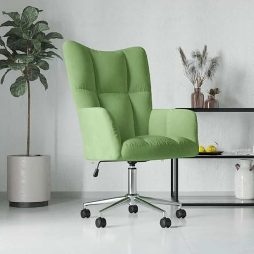 QJBSAVVA Poltrona Relax in Velluto Verde Chiaro Sedia da Ufficio Regolabile con Rotelle Girevole 360 Gradi per Camera Soggiorno e Ufficio Design Moderno