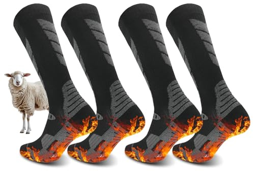 2 Paia Calzini Da Sci Termici,Traspiranti A Compressione Fino Al Ginocchio,Calze Da Sci In Lana Confezione,Calze Da Sci Calze Termiche Al Ginocchio Per Sci, Snowboard, Escursionismo, Sport Invernali
