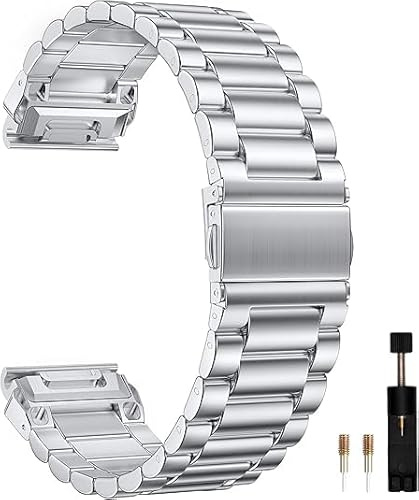KUTEWEU Metallarmband för Fenix 7/Fenix 6/Fenix 5-armband, ersättning klockband rostfritt stål armband ersättningsarmband för Forerunner 955/945/935/Fenix 7 Solar/Fenix 6 Pro Smartwatch-tillbehör