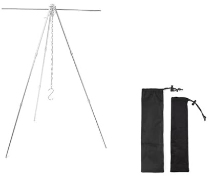 lyrlody Utomhushängt Stativ, Aluminiumdesign med Trebensstabilitet, Bärbar Hängd Grythållare för Camping och Picknick (S)