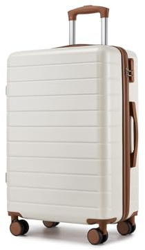 Shavont Valise Soute Moyenne Rigide ABS, Blanc Crème | Roues TPE Silencieuses, Serrure Combinaison, Grande Capacité, Poignée 3 Niveaux, Idéal Femme