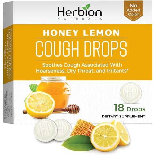 HERBION Naturals Honey Lemon Cough Drops, Natural Honey Lemon Flavor, 18 Count