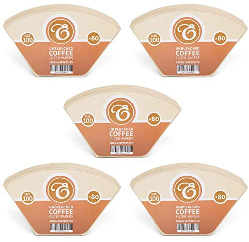 400 Size 100 Coffee Filter Paper Cones, Unbleached for Melitta Aromaboy by EDESIA ESPRESS
