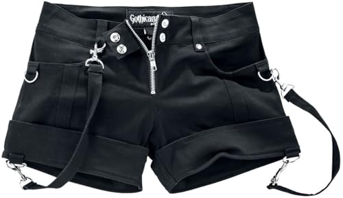 Gothicana by EMP Damen Schwarze Hotpants mit Bändern 32