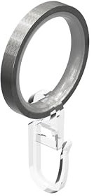 Interdeco Gardinenstangen Ringe mit Gleiteinlage und Faltenhaken, Gardinenringe in Edelstahl Optik für 20 mm Ø (20 Stück)